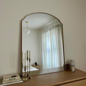 Isla - Gold Arched Metal Overmantle Wall Mirror 120cm x 90cm