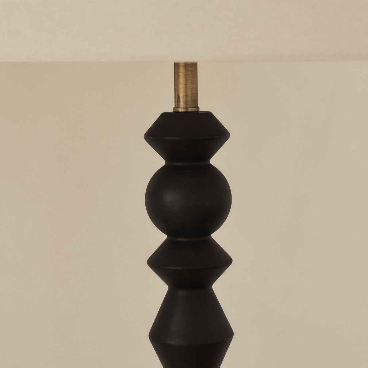 Ivy - Black Wood Drum Shade Floor Lamp