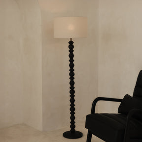 Ivy - Black Wood Drum Shade Floor Lamp