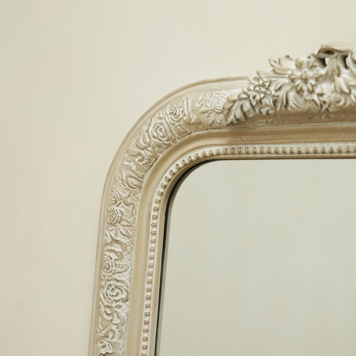 Kensington - Full Length White Washed Wood Ornate Mirror 196cm x 100cm