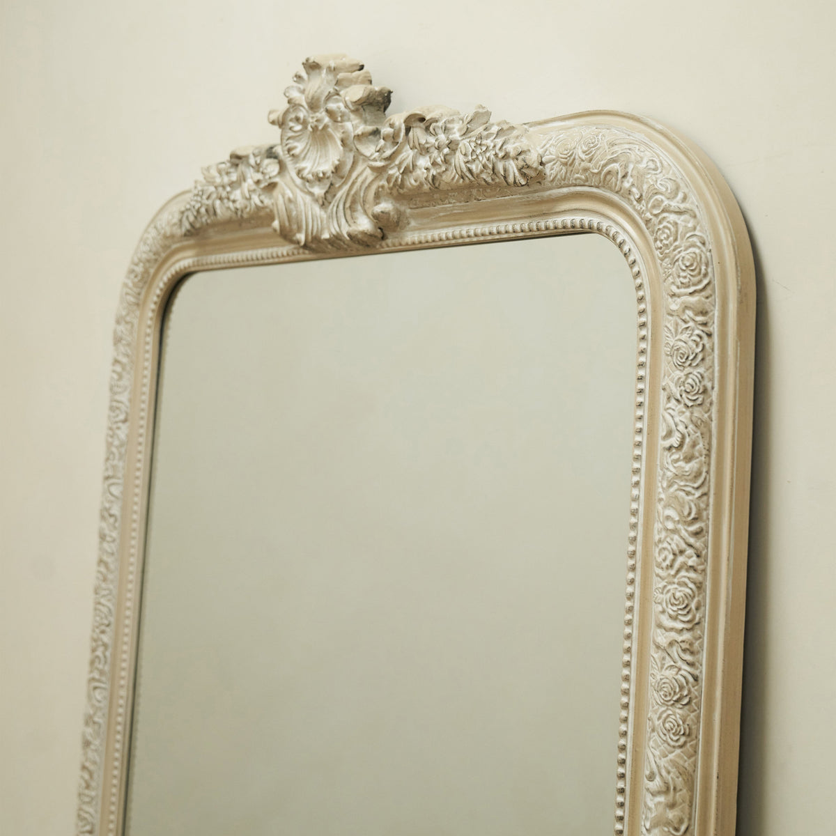 Kensington - Full Length White Washed Wood Ornate Mirror 196cm x 100cm