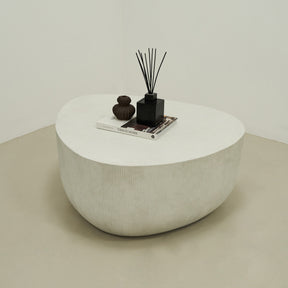 Minimal Concrete Irregular Shaped Coffee Table Large in muted room