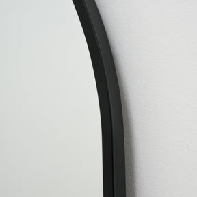 Black Full Length Arched Metal Mirror detail shot of arched frame