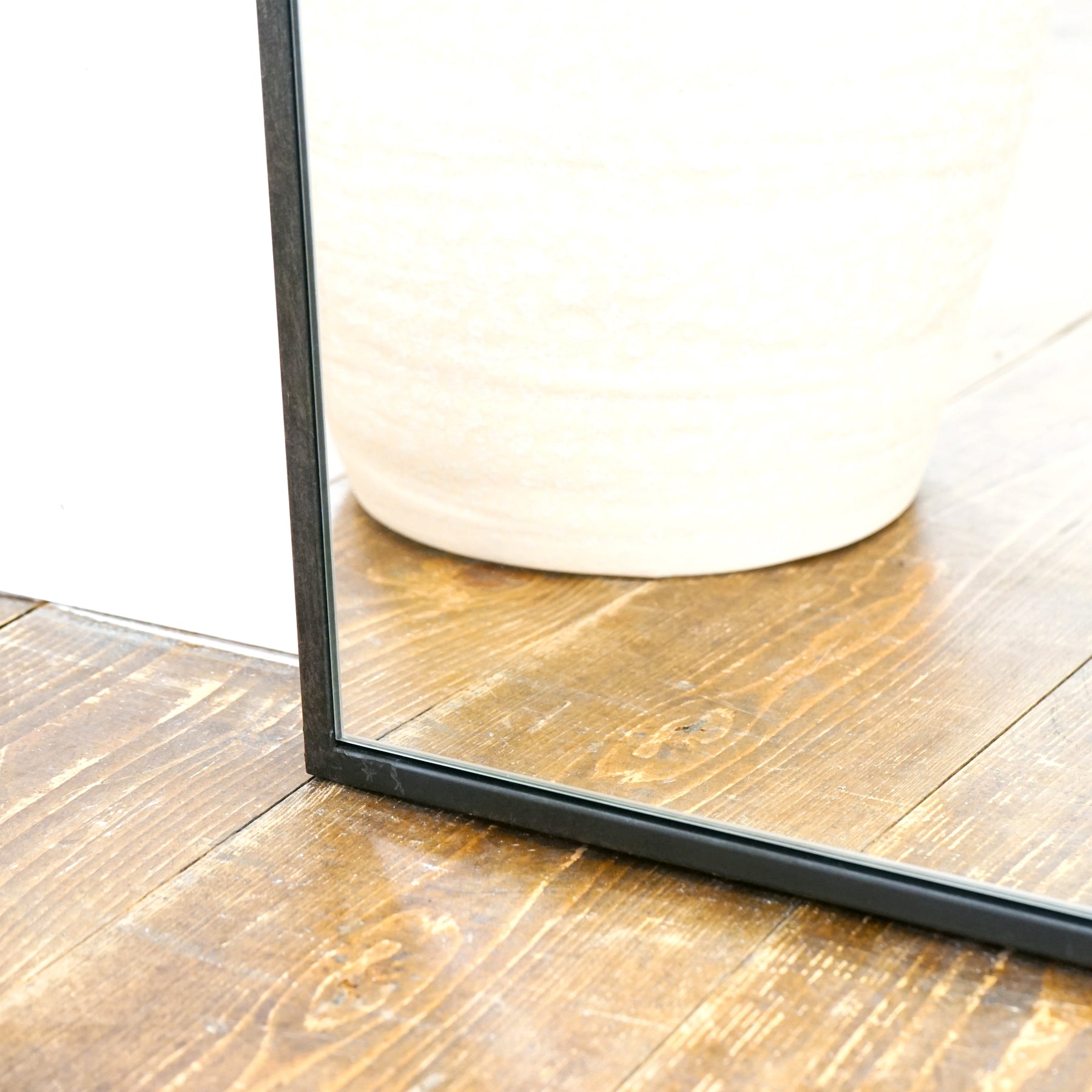 Full Length Extra Large Black Metal Mirror corner