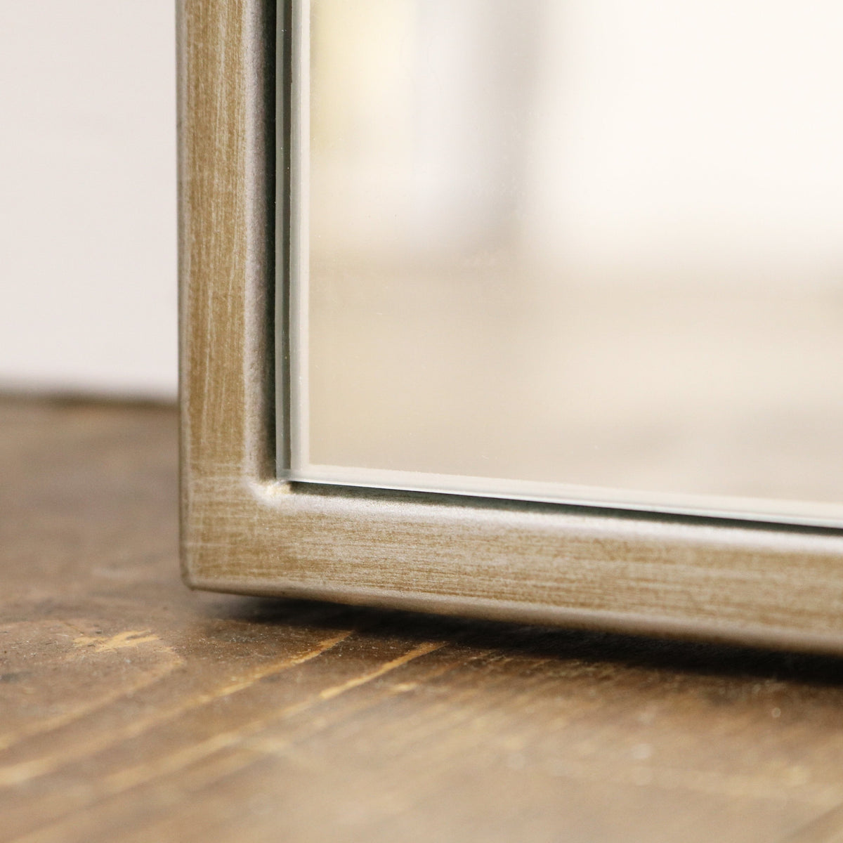 Champagne Full Length Arched Metal Mirror detail shot of frame corner