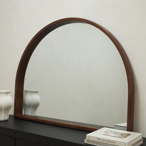 Lilia - Walnut Wide Organic Overmantle Wooden Arched Mirror 90cm x 120cm