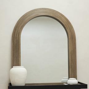 Luciana - Washed Wood Arched Overmantle Mirror 120cm x 100cm