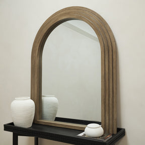 Luciana - Washed Wood Arched Overmantle Mirror 120cm x 100cm