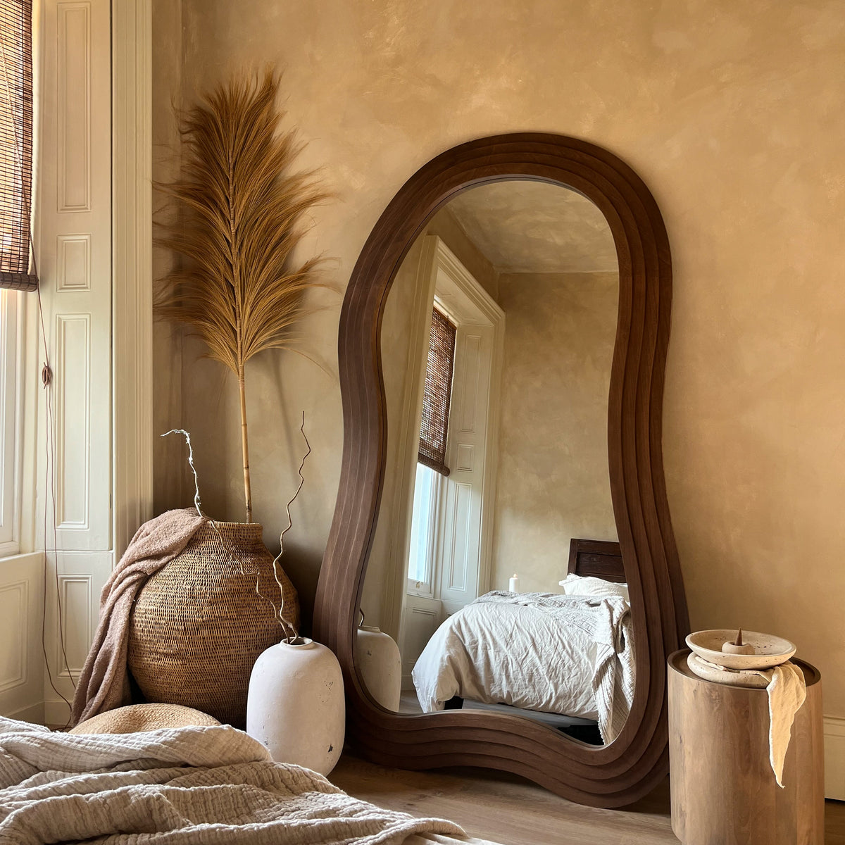 Luciana - Full Length Irregular Dark Wood Extra Large Mirror 200cm x 115cm