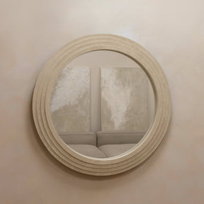 Round Concrete Wall Mirror displayed on wall