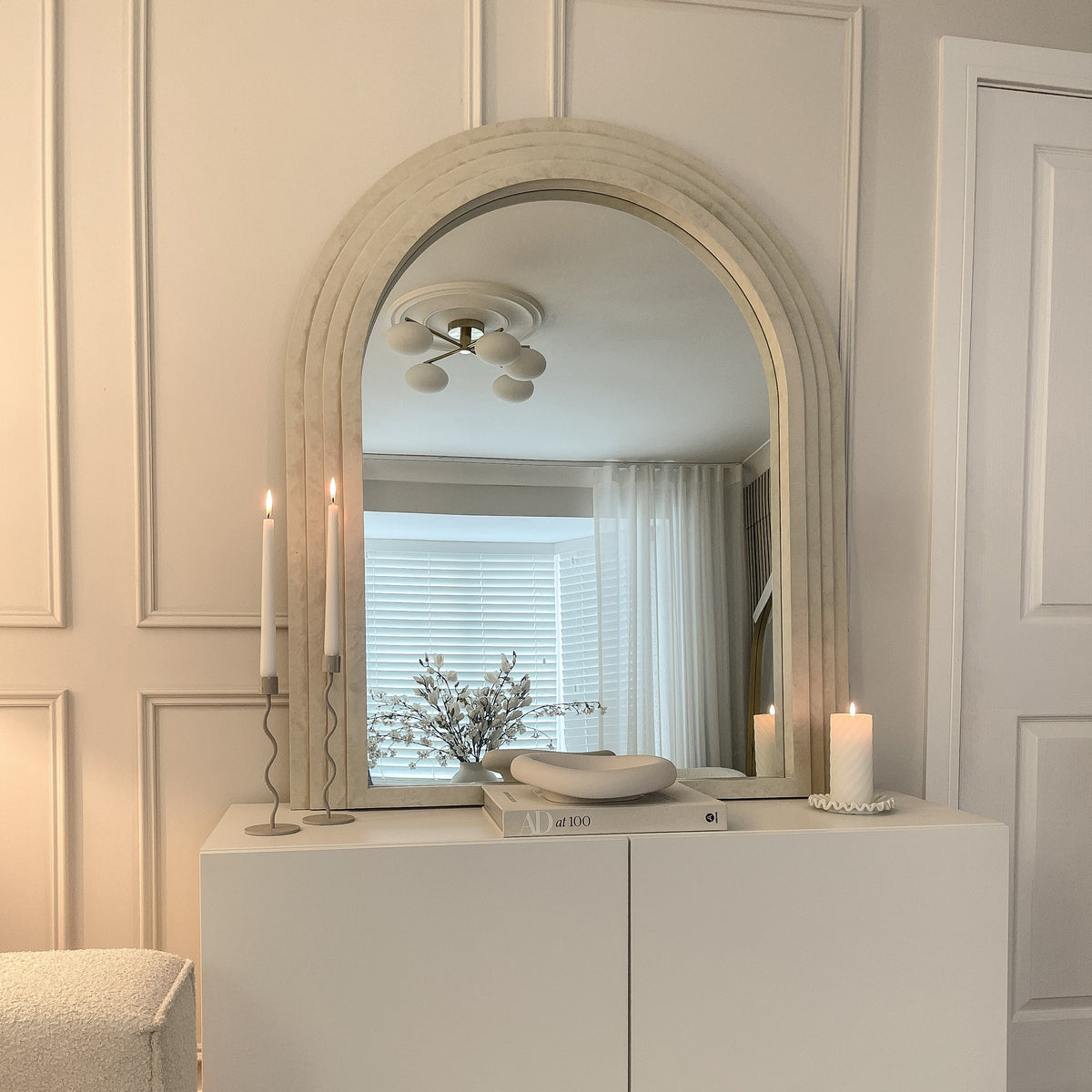 Luciana - Concrete Arched Overmantle Mirror 120cm x 100cm