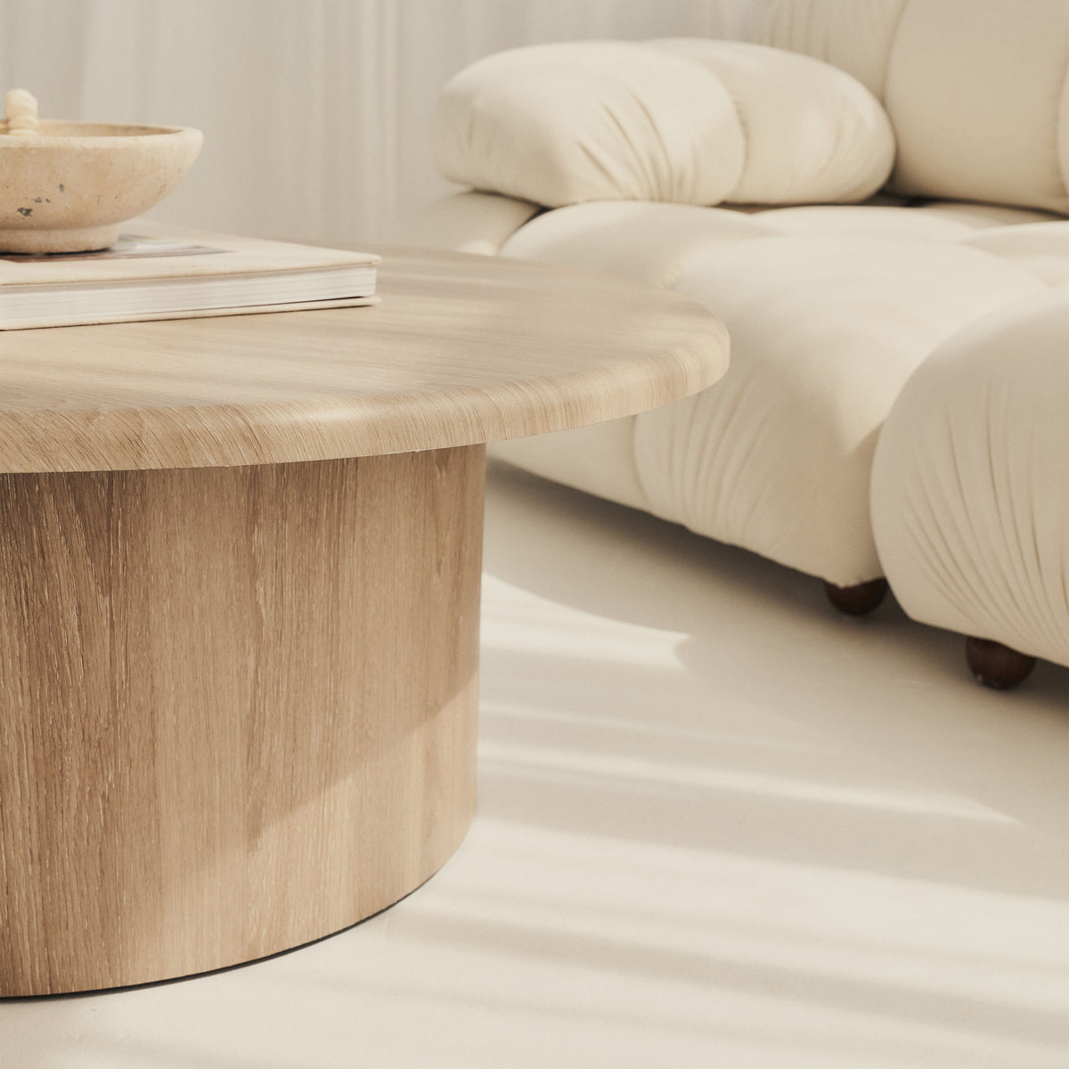 Madison - Large Washed Wood Round Wooden Coffee Table