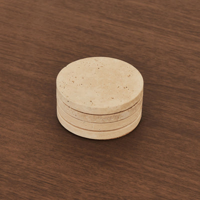 Marbelle - Cream Travertine Coasters Set of 4 Round