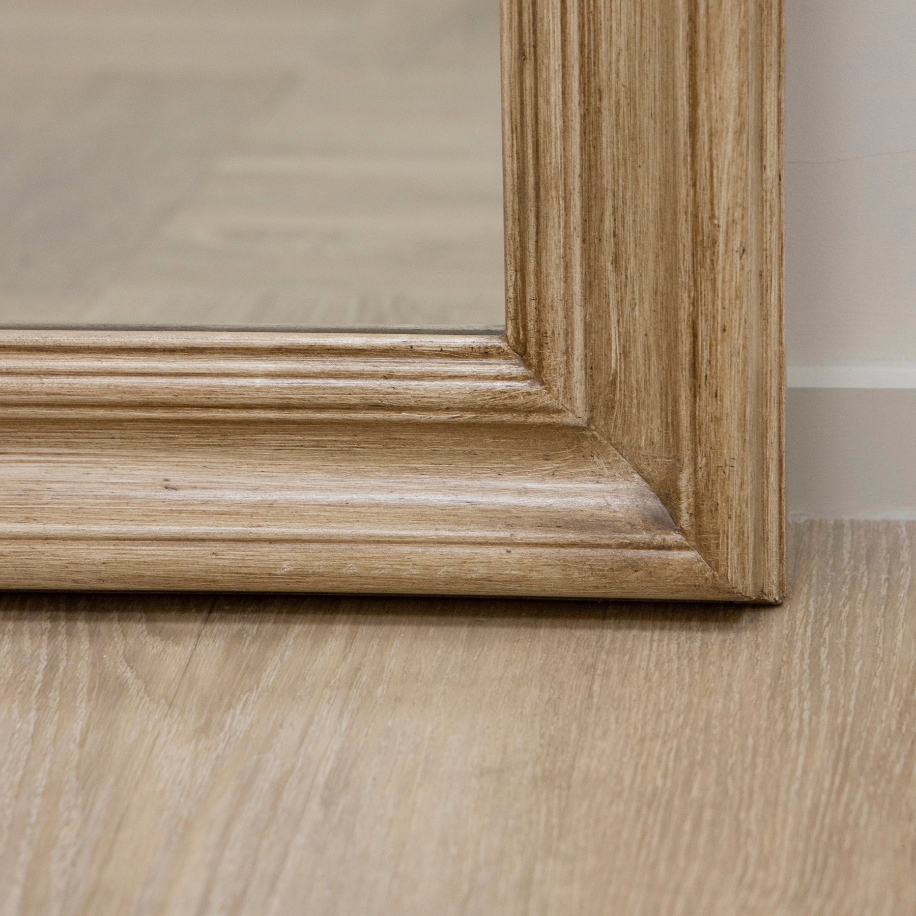 Washed Wood Arched Full Length Mirror detail shot of alternate corner