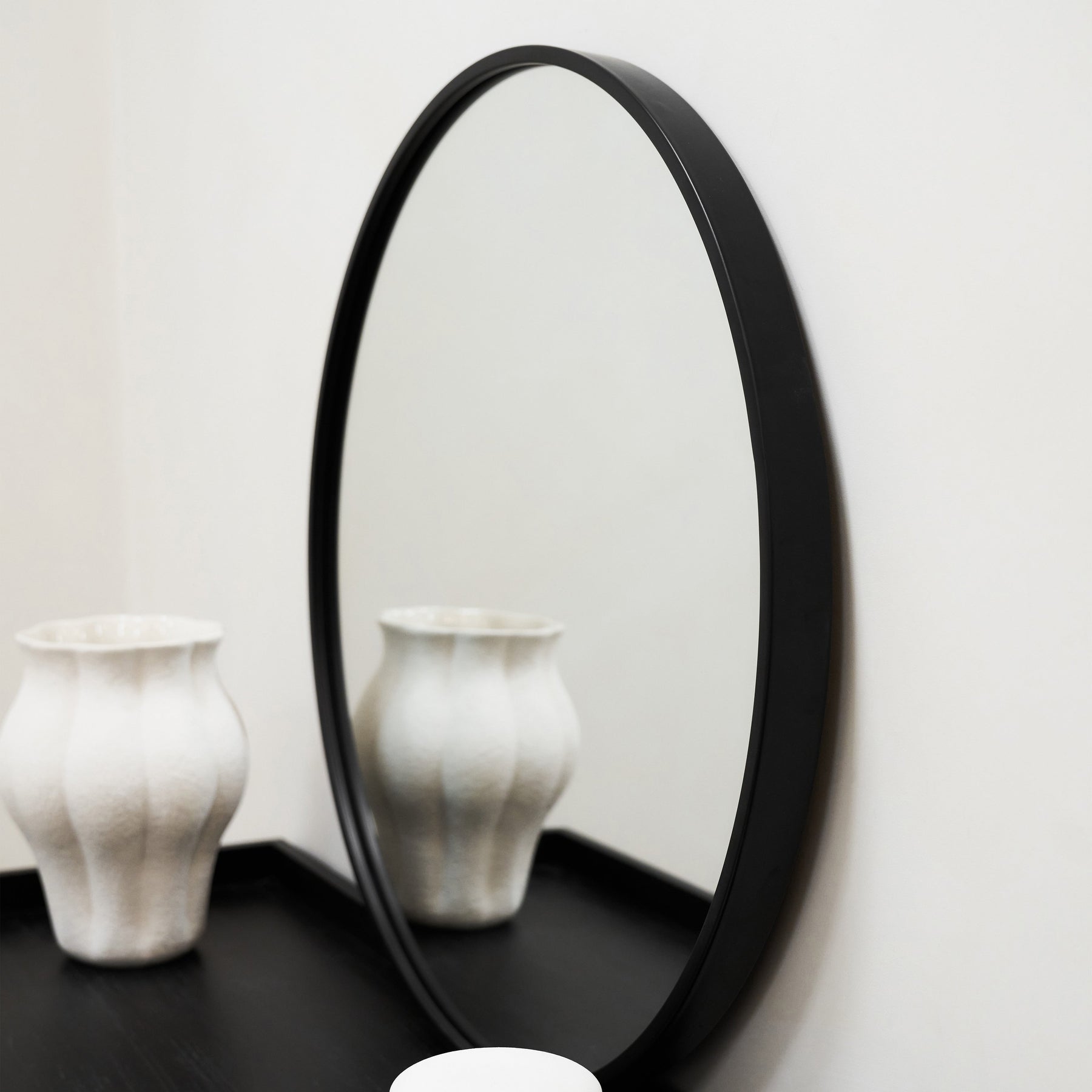 Metro - Black Metal Round Wall Mirror 70cm x 70cm