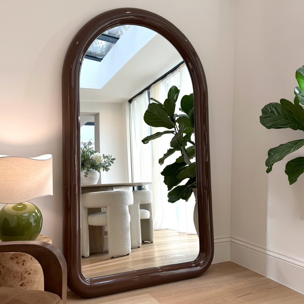 Obsidian - Full Length Arched Chocolate Gloss Extra Large Mirror 200cm x 120cm