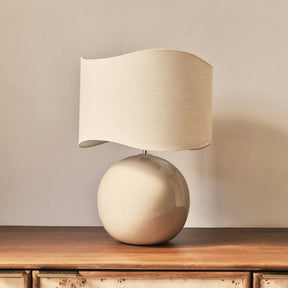 Olera - Beige Gloss Ceramic Wave Shade Table Lamp