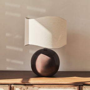 Olera - Chocolate Gloss Ceramic Wave Shade Table Lamp