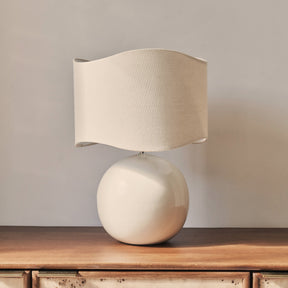 Olera - Ivory Gloss Ceramic Wave Shade Table Lamp