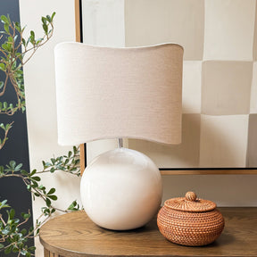 Olera - Ivory Gloss Ceramic Wave Shade Table Lamp