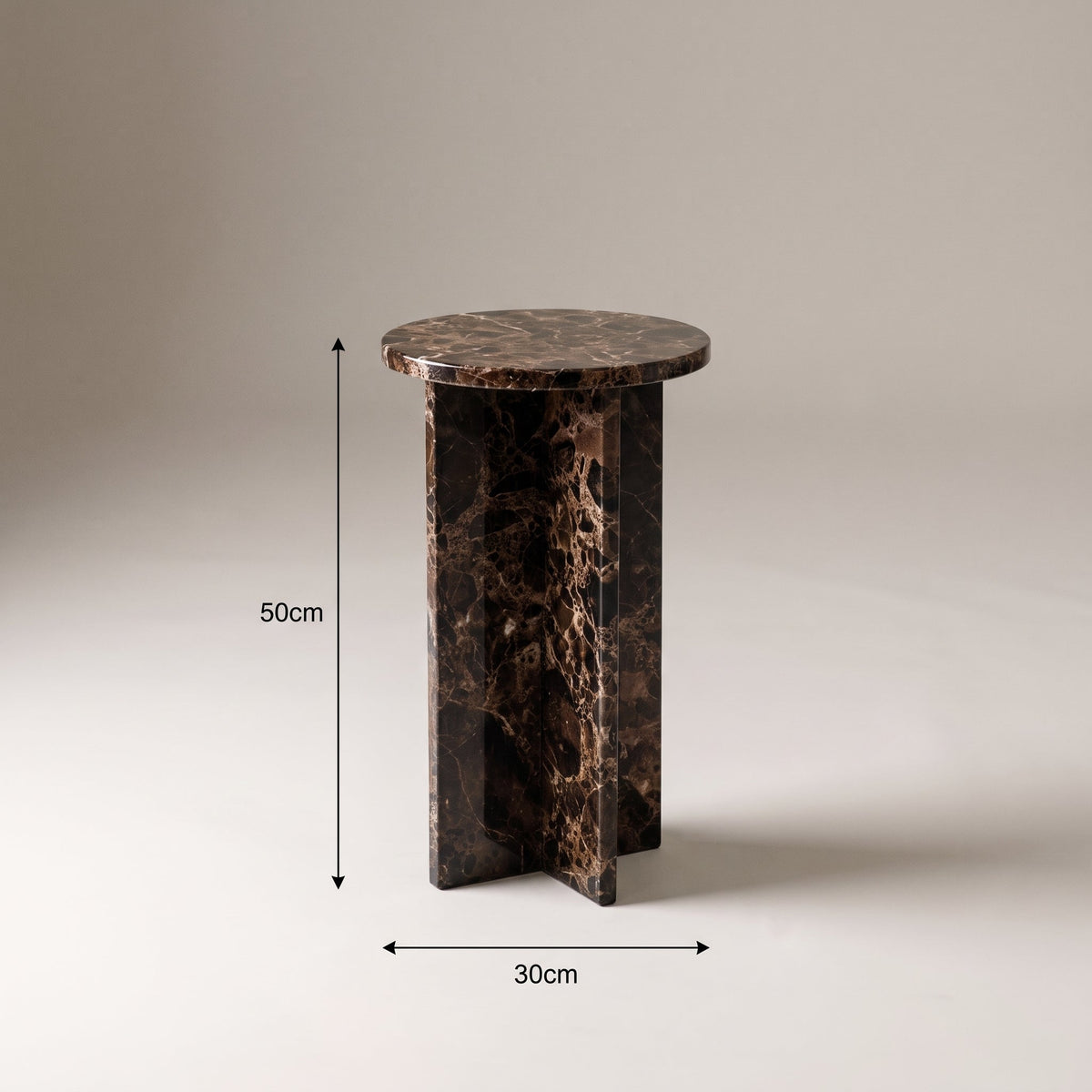 Ravello - Dark Emperador Round Premium Solid Marble Side Table