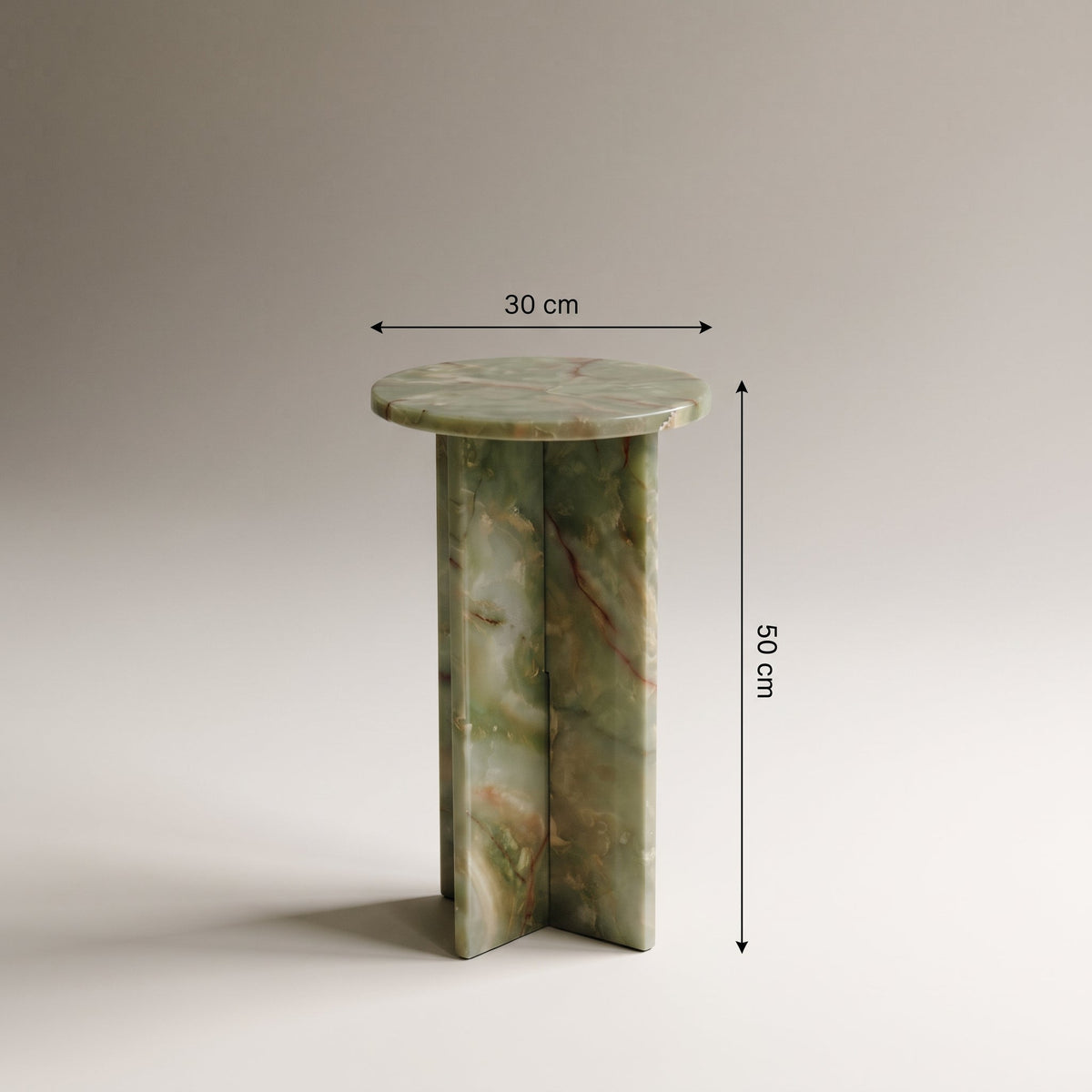 Ravello - Green Onyx Round Premium Solid Marble Side Table