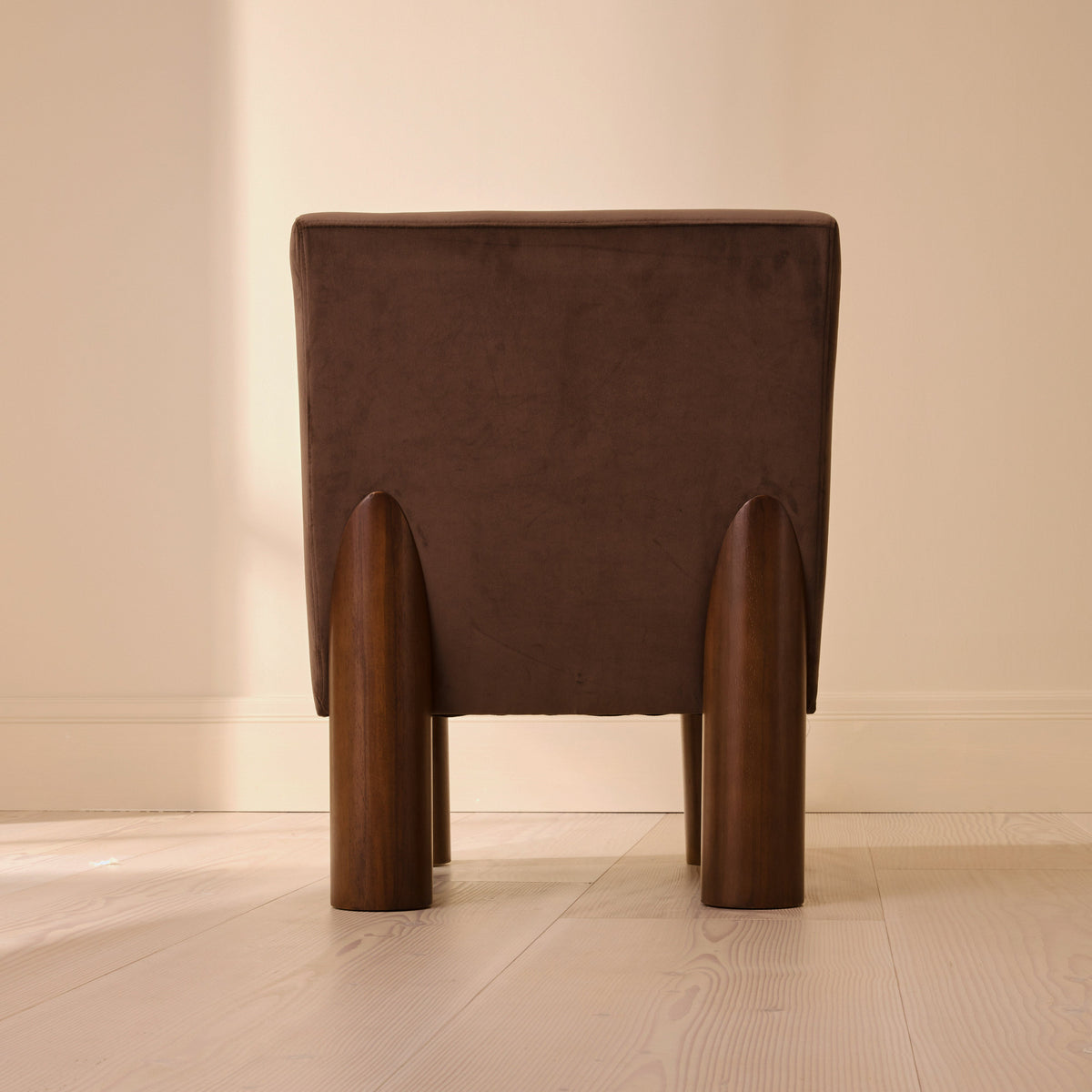 Rowan - Velvet Accent Chair Brown & Dark Wood
