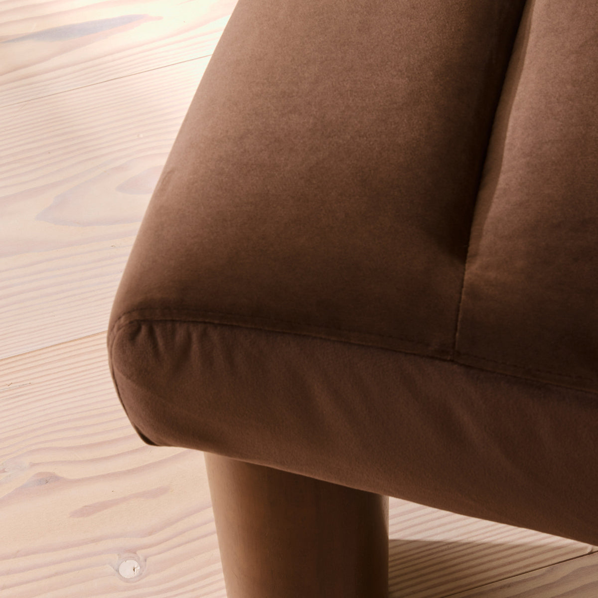 Rowan - Velvet Accent Chair Brown & Dark Wood