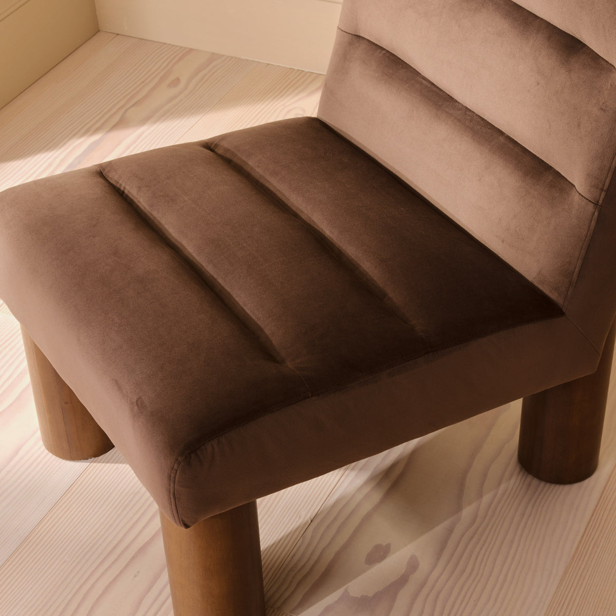 Rowan - Velvet Accent Chair Brown & Dark Wood
