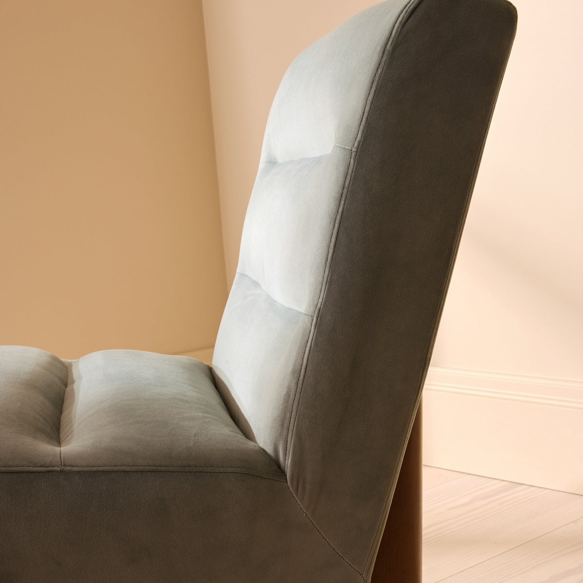 Rowan - Velvet Accent Chair Blue & Dark Wood