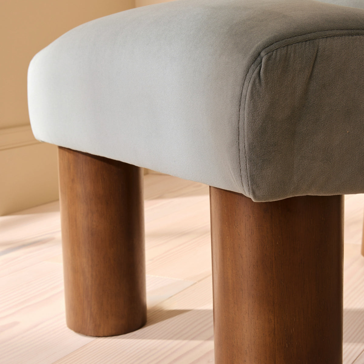Rowan - Velvet Accent Chair Blue & Dark Wood