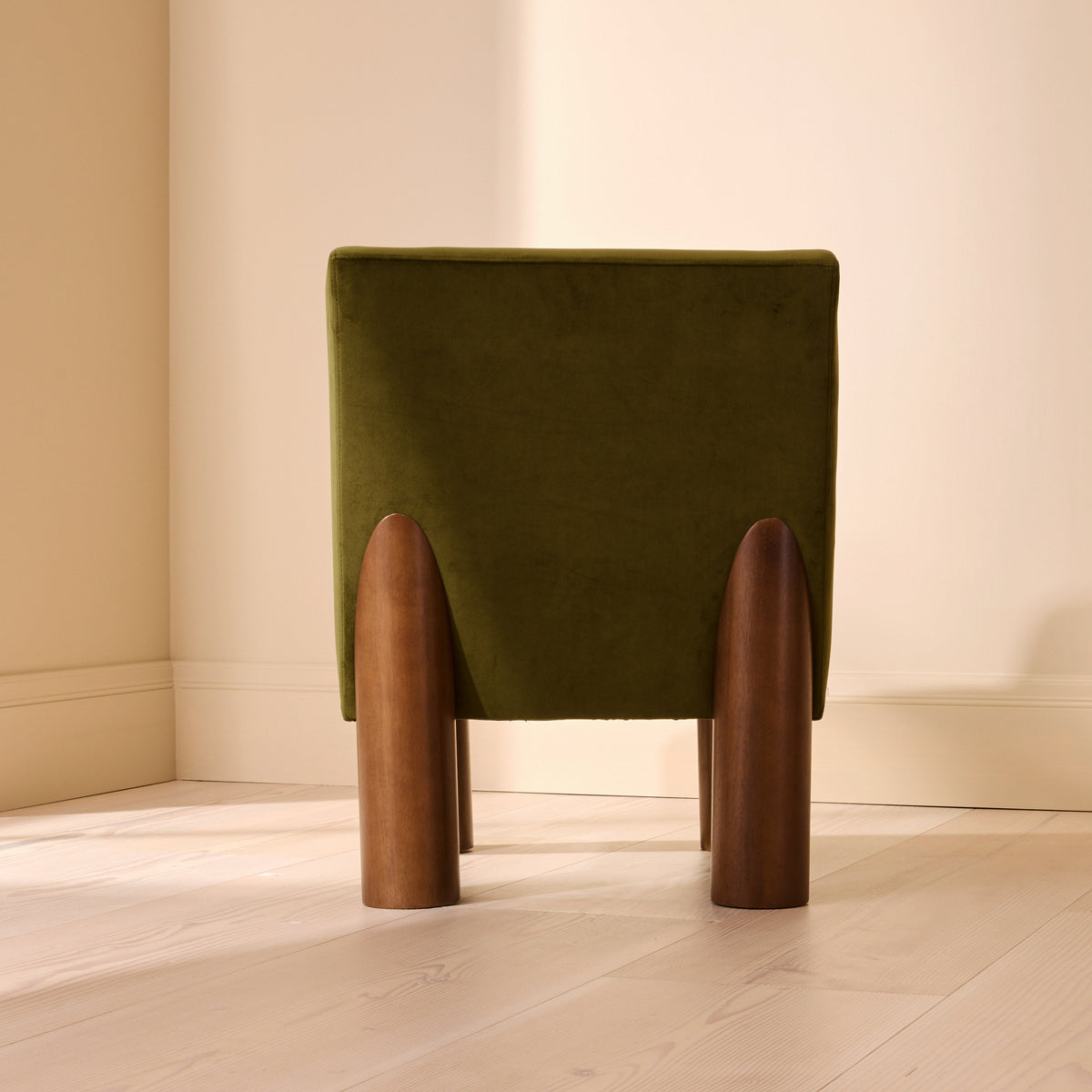 Rowan - Velvet Accent Chair Olive & Dark Wood
