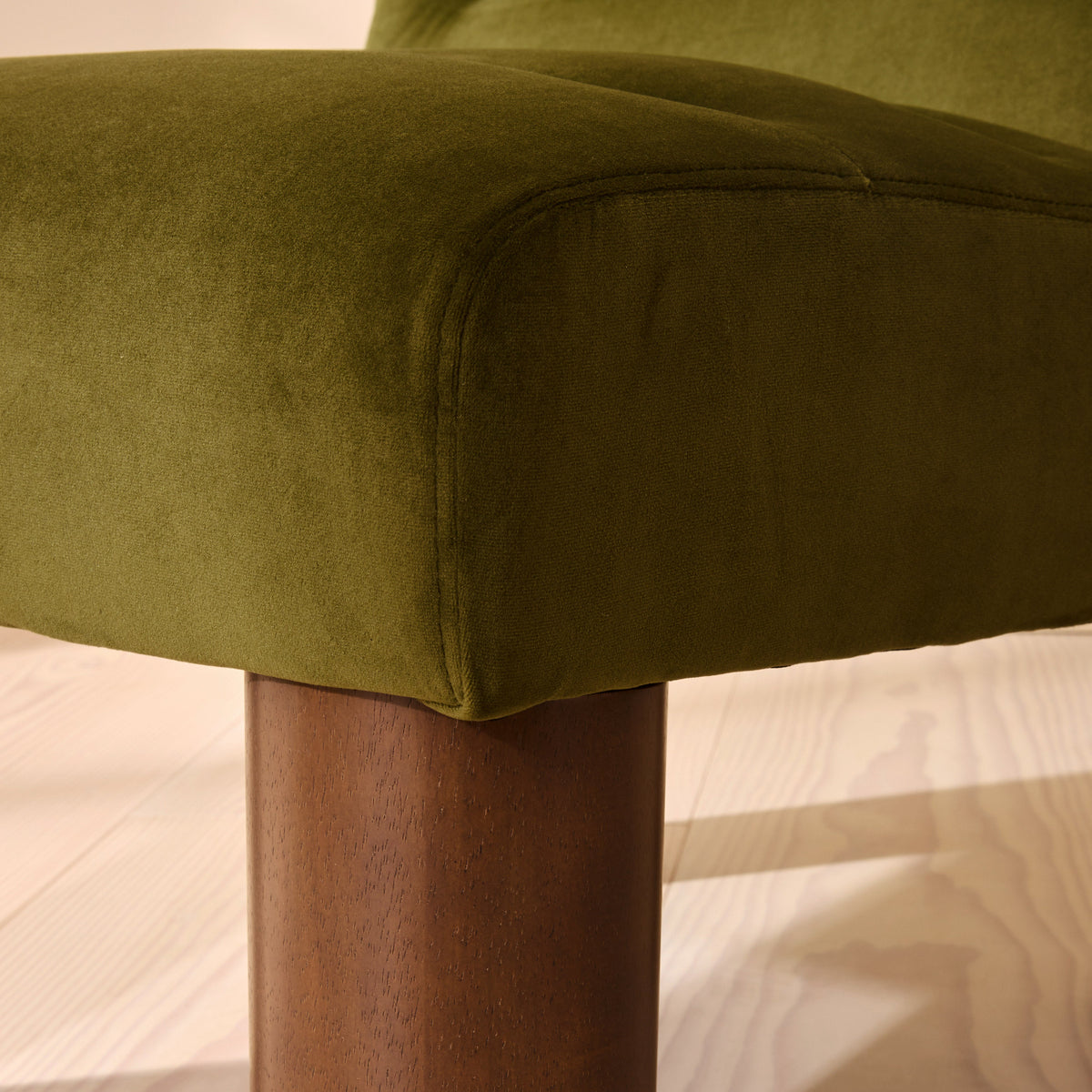 Rowan - Velvet Accent Chair Olive & Dark Wood