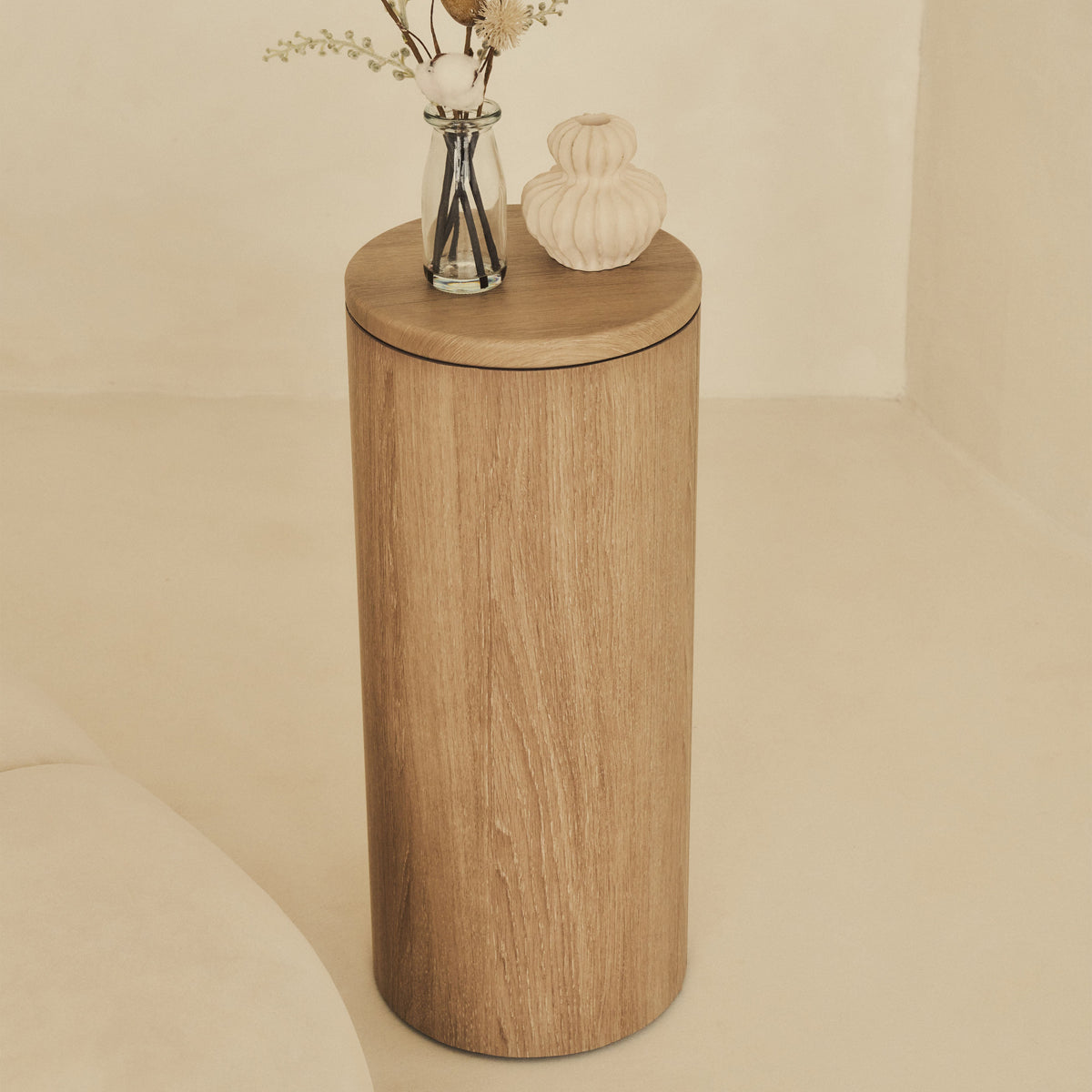 Madison - Washed Wood Round Wooden Minimal Plinth