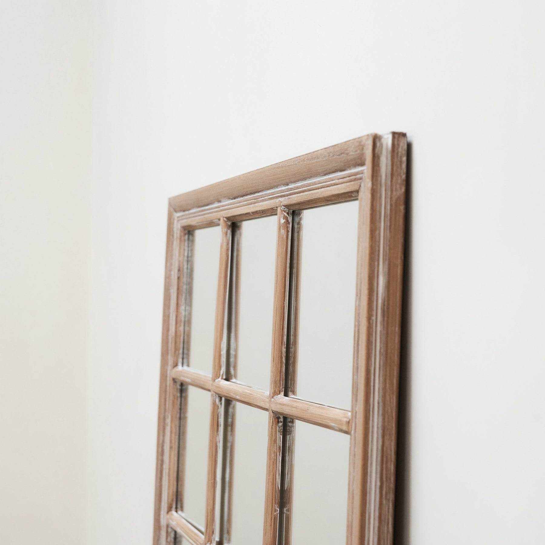 Sasha - Oak Shabby Chic Rectangular Window Mirror 100cm x 75cm