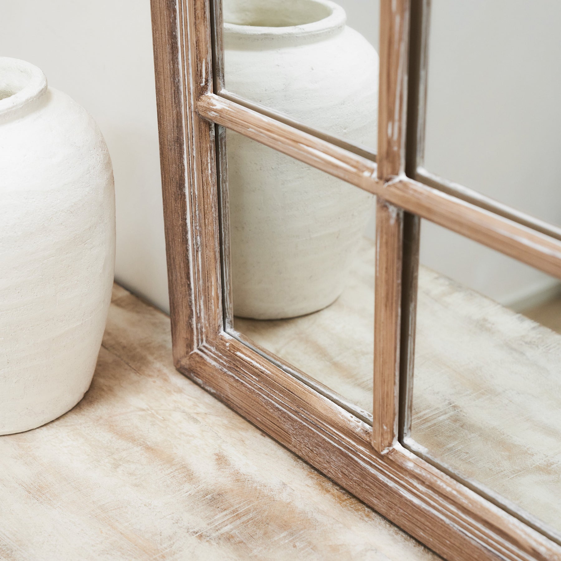 Sasha - Oak Shabby Chic Rectangular Window Mirror 100cm x 75cm