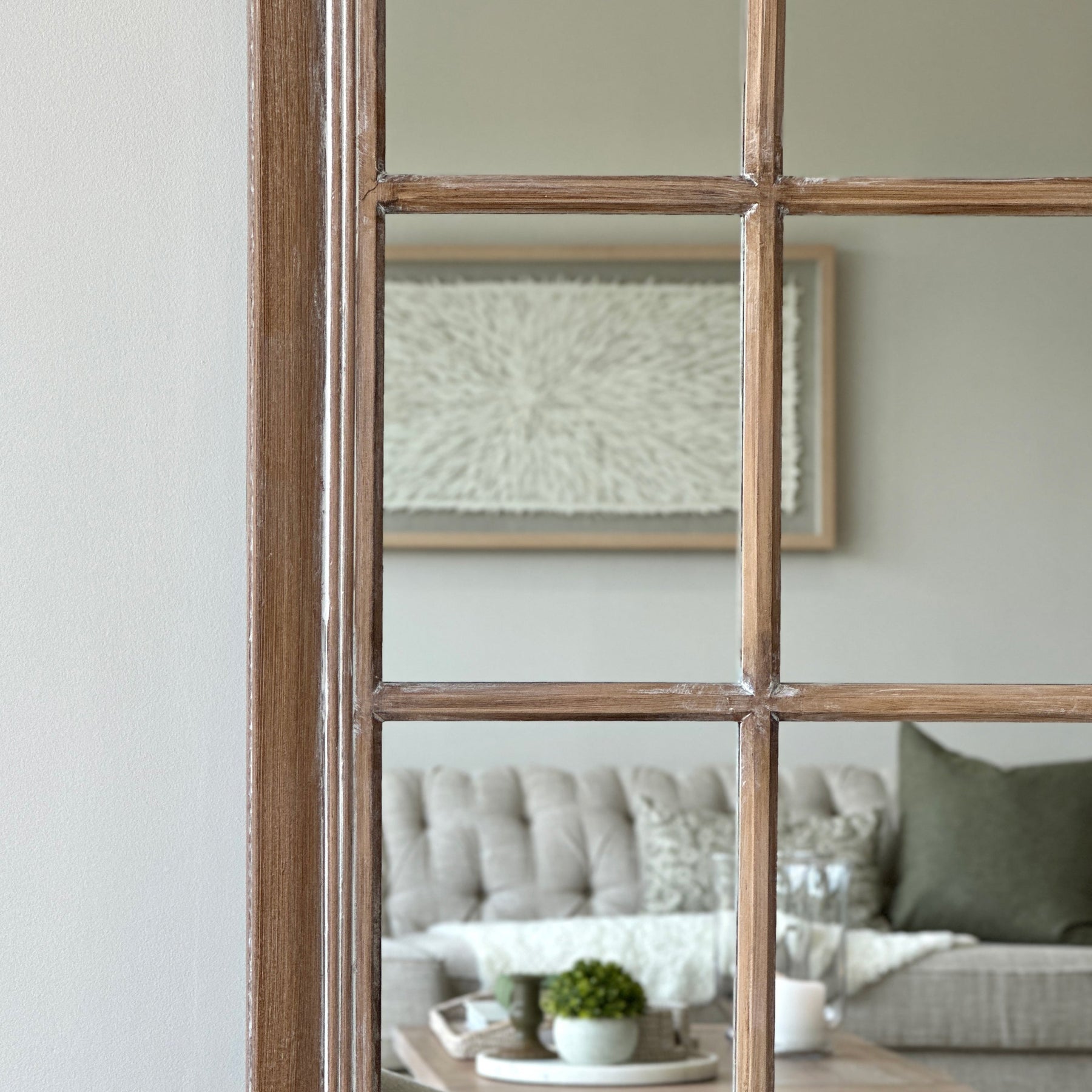 Sasha - Oak Shabby Chic Full Length Window Mirror 180cm x 100cm