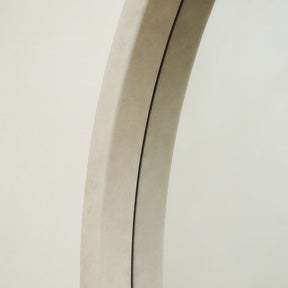 Closeup of Extra Large Concrete Round Wall Mirror curve