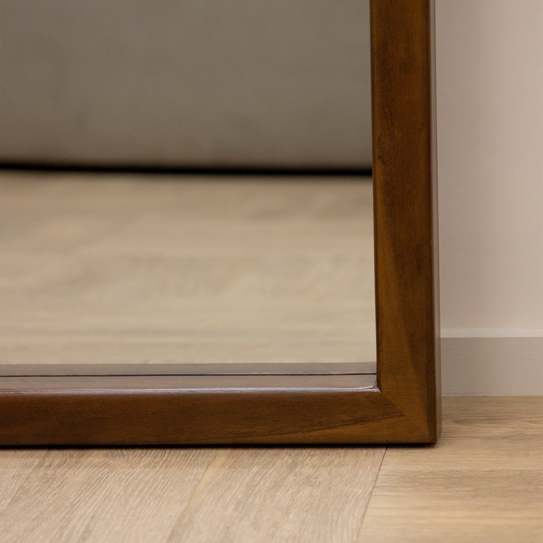 Detail shot of Full Length Extra Large Arched Walnut Mirror corner