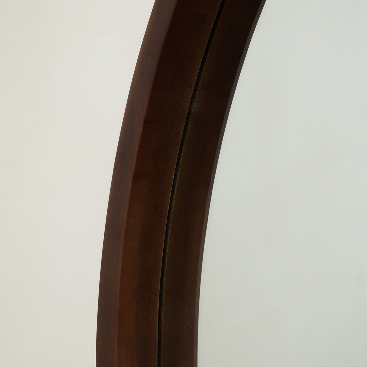 Closeup of Extra Large Walnut Round Wall Mirror round frame
