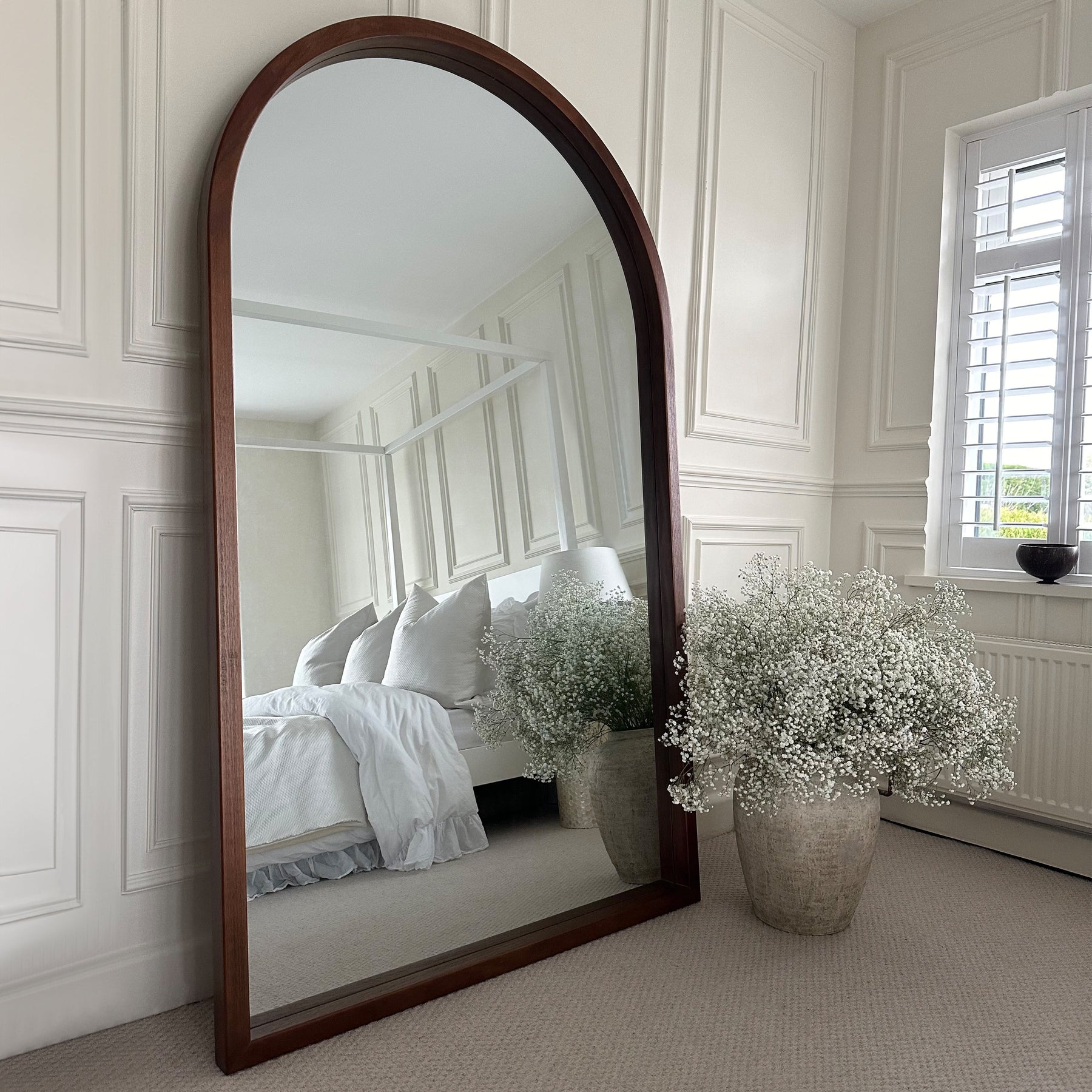 Tamara - Full Length Extra Large Arched Walnut Mirror 190cm x 110cm