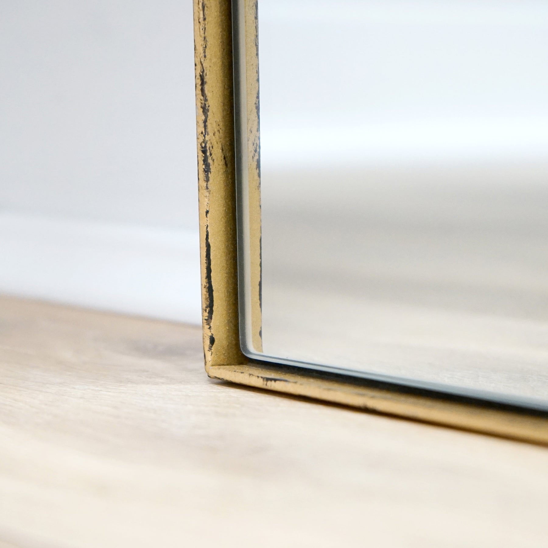 Detail shot of Full Length Gold Rectangular Large Metal Mirror corner