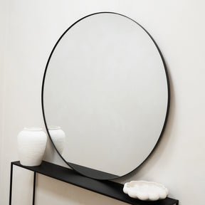 Theo - Black Round Metal Extra Large Wall Mirror 120cm x 120cm