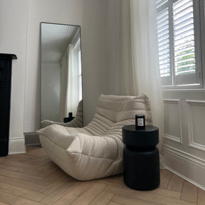 Full Length Black Rectangular Large Metal Mirror as a living room lean to