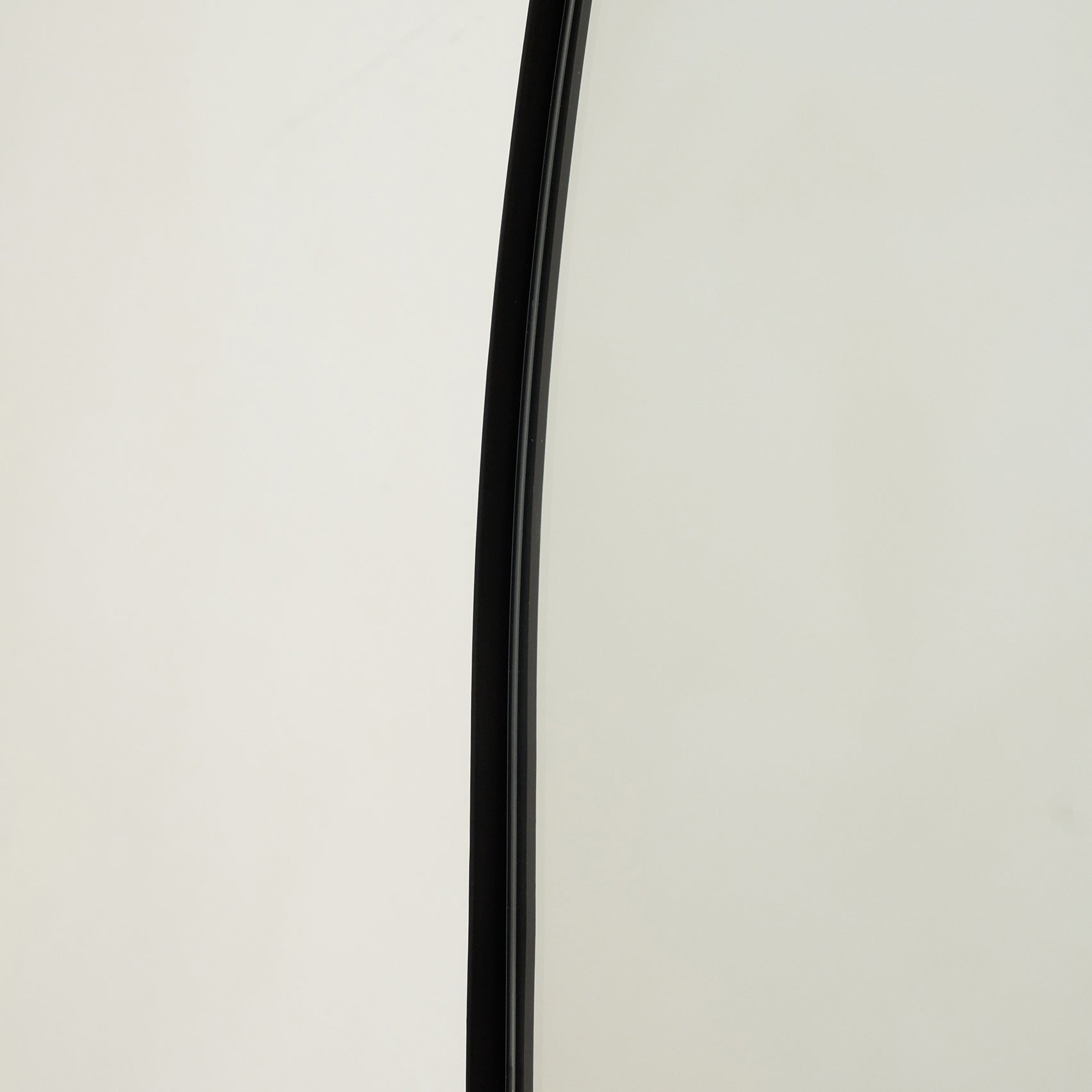 Alternate shot of Full Length Extra Large Black Arched Metal Mirror curved edge