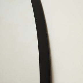 Closeup of Full Length Extra Large Black Arched Metal Mirror curved edge