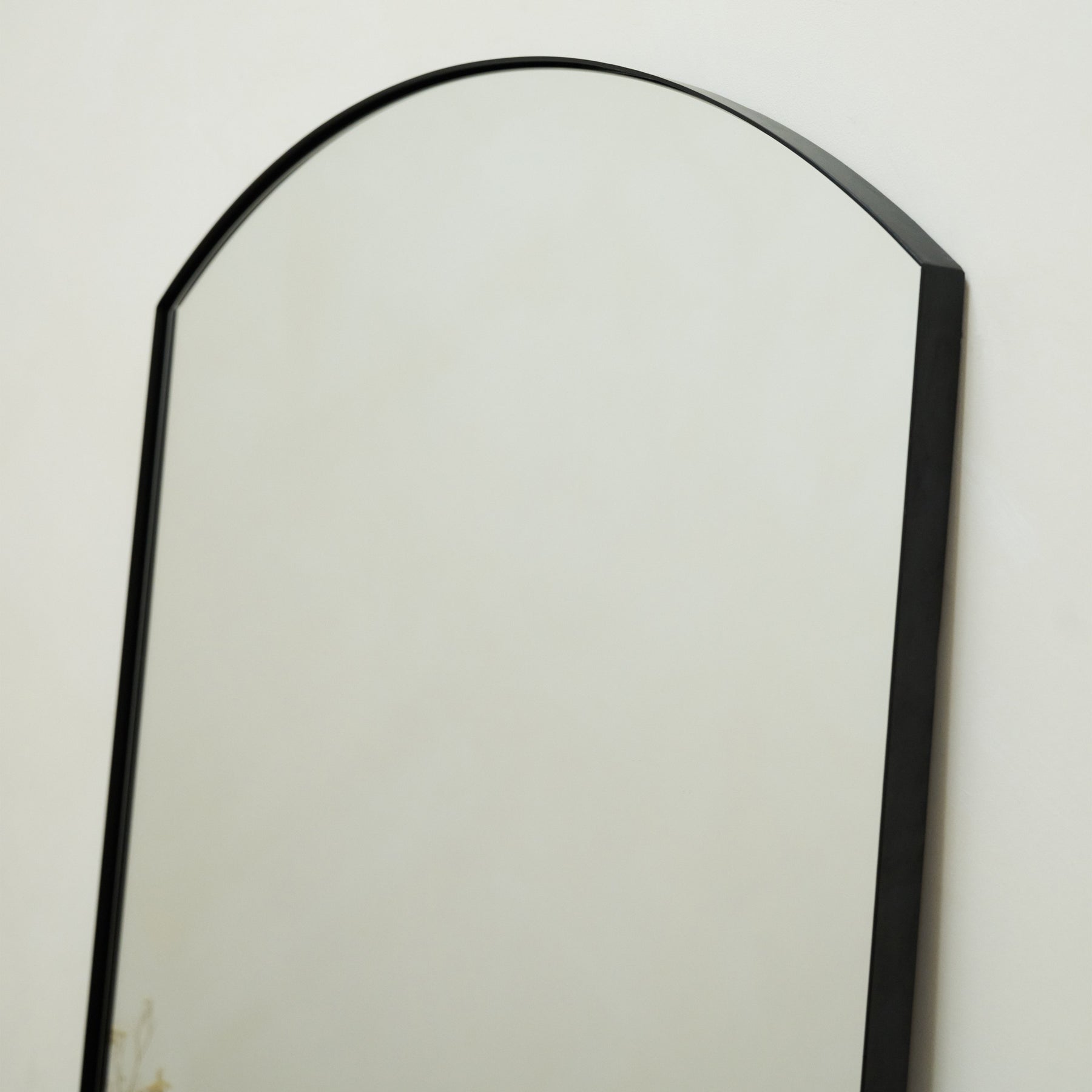 Theo - Black Arched Metal Wall Mirror 90cm x 60cm