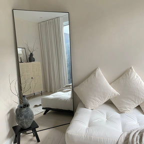 Theo - Full Length Black Rectangular Large Metal Mirror 179cm x 80cm