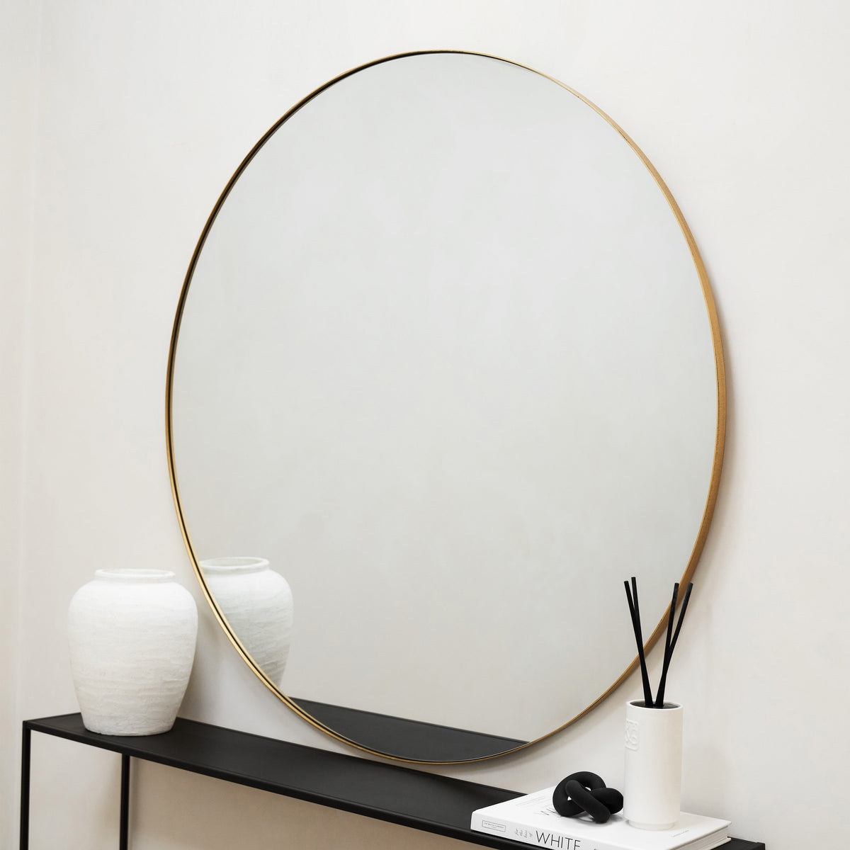 Theo - Gold Round Metal Extra Large Wall Mirror 120cm x 120cm