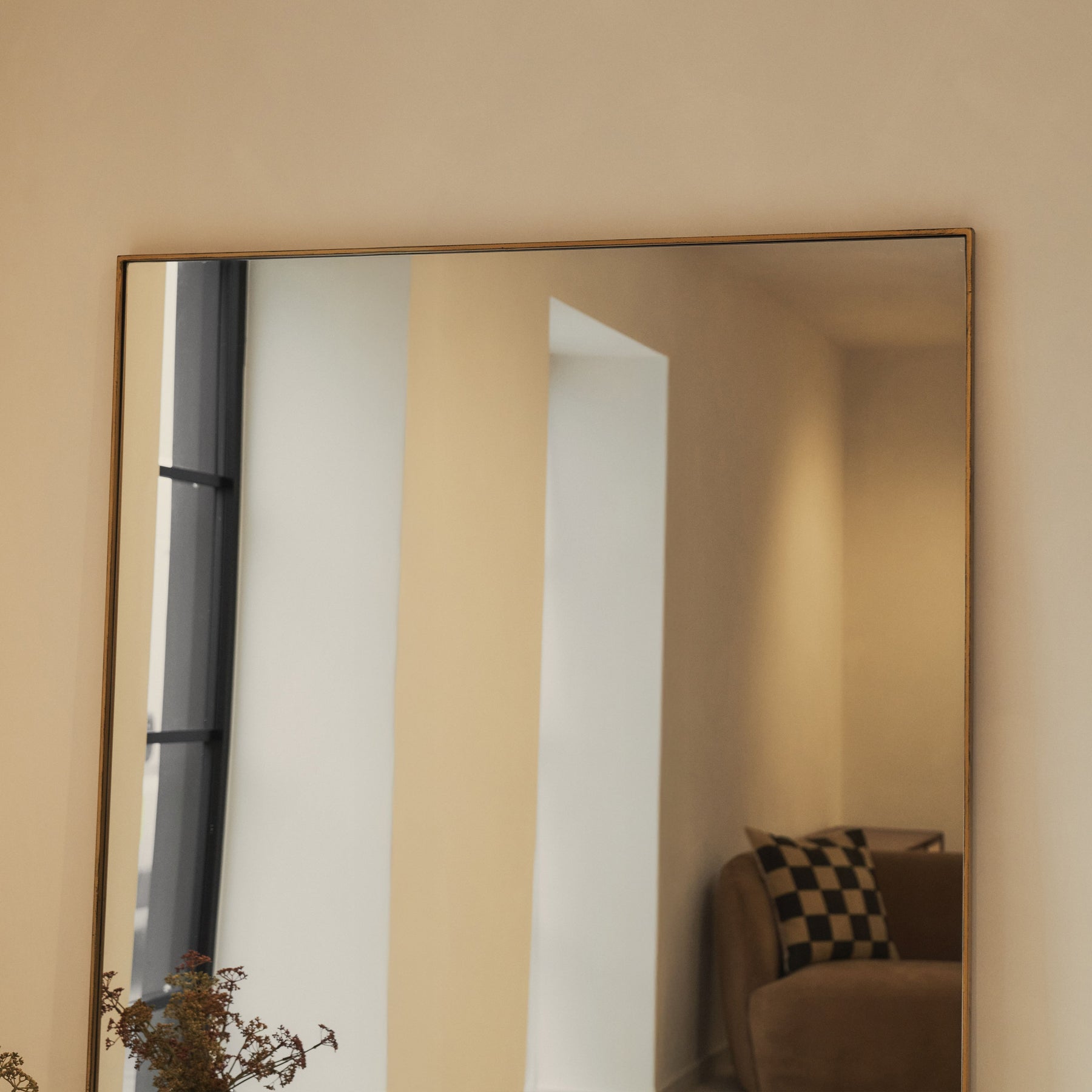 Theo - Full Length Gold Rectangular Extra Large Metal Mirror 190cm x 120cm